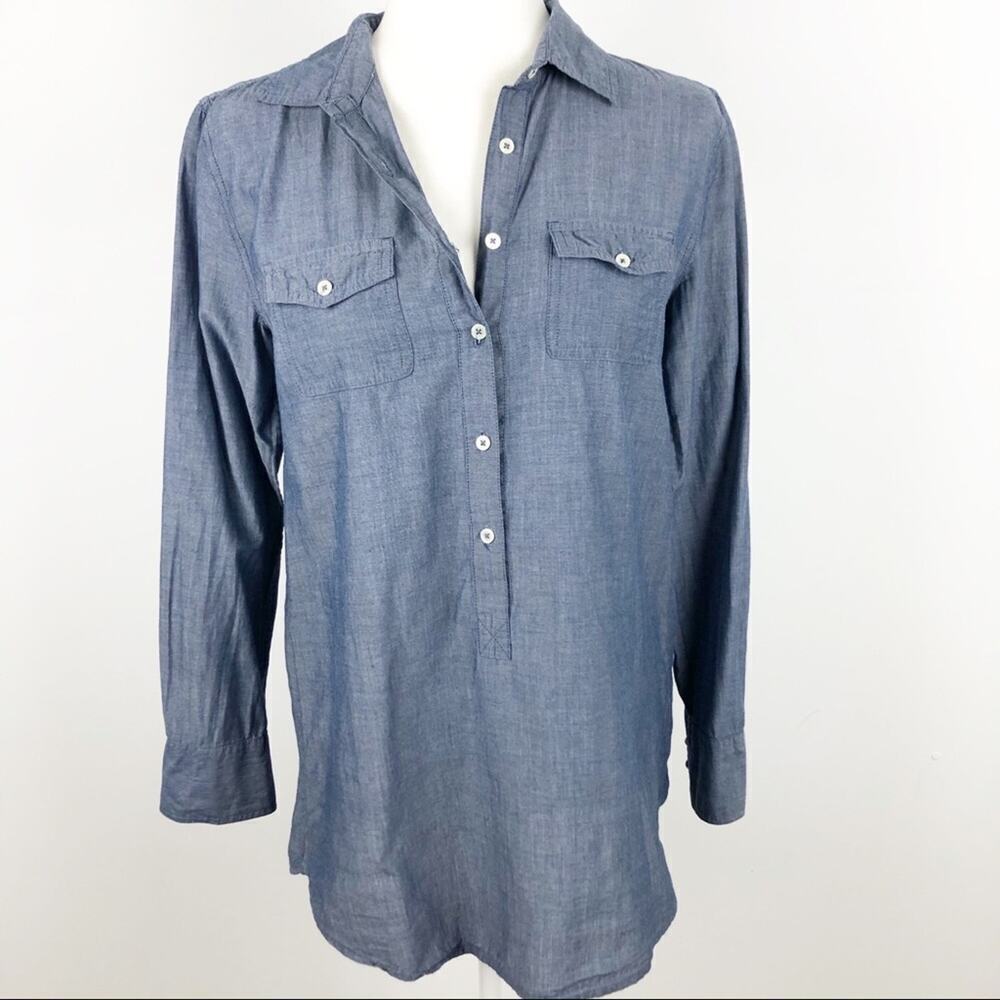 J.Crew Light Blue Cotton Chambray Shirt Dress XS